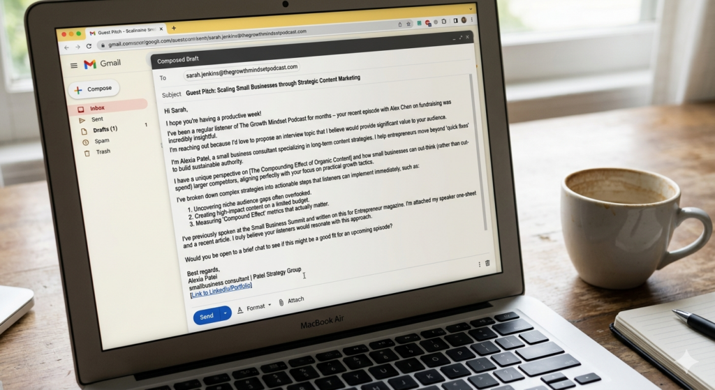 Example of a podcast pitch email template for authors